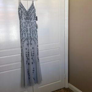 Marina, blue dress with beading, long